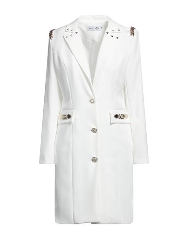 Marçi By Gil Santucci Woman Overcoat Ivory Size M Polyester, Elastane In White