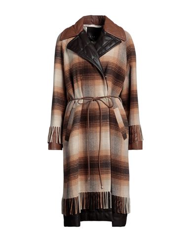 Sfizio Woman Coat Camel Size 8 Polyamide, Wool, Viscose, Polyurethane, Polyester In Beige
