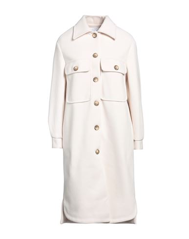 Silvian Heach Woman Coat Cream Size 8 Polyester In White