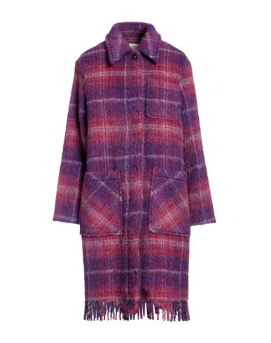 Woolrich Woman Coat Purple Size M Wool, Virgin Wool, Polyester, Alpaca Wool, Polyamide