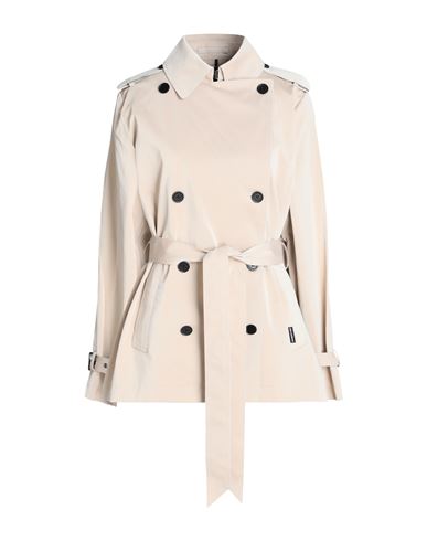 KARL LAGERFELD KARL LAGERFELD COATED COTTON SHORT TRENCH WOMAN OVERCOAT BEIGE SIZE 10 COTTON