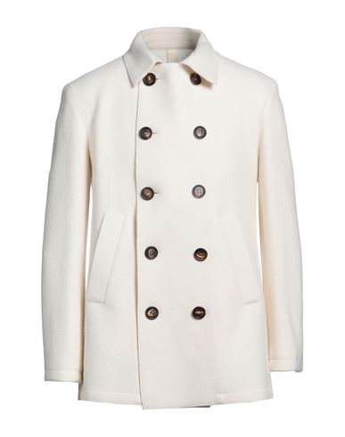 Shop Eleventy Man Coat Ivory Size 40 Polyester, Polyurethane, Acetate In White