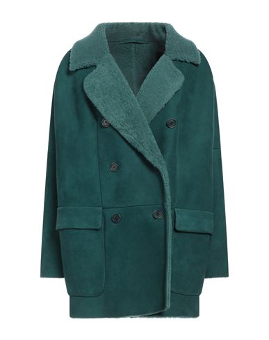 Salvatore Santoro Woman Coat Emerald Green Size 8 Ovine Leather