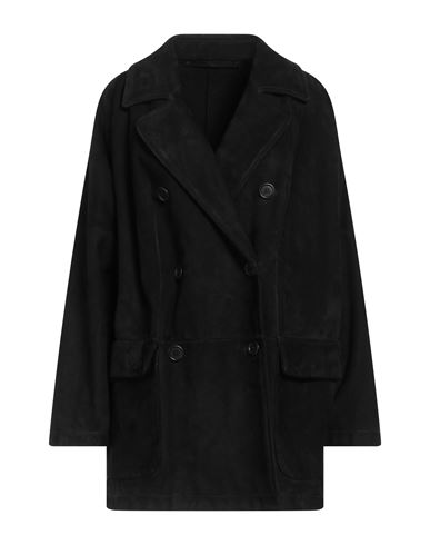 Salvatore Santoro Woman Coat Black Size 6 Ovine Leather
