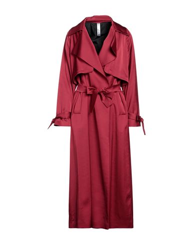 Shop Hevo Hevò Woman Overcoat & Trench Coat Burgundy Size 4 Viscose, Virgin Wool, Elastane In Red