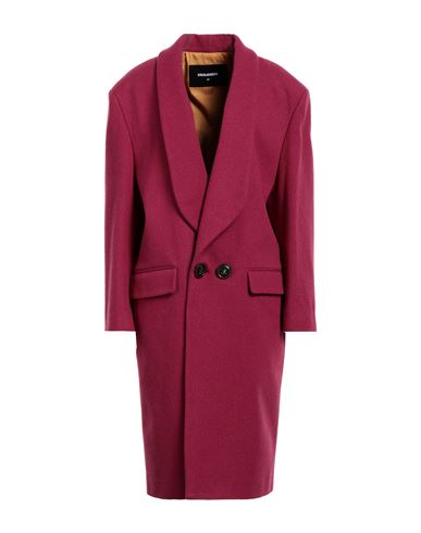 Shop Dsquared2 Woman Coat Garnet Size 10 Wool, Polyamide In Red