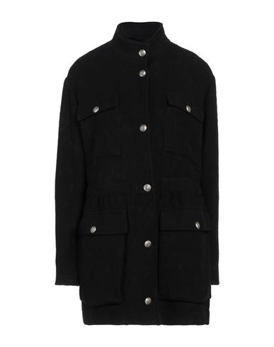 Dondup Woman Jacket Black Size 10 Cotton, Wool, Virgin Wool, Polyamide