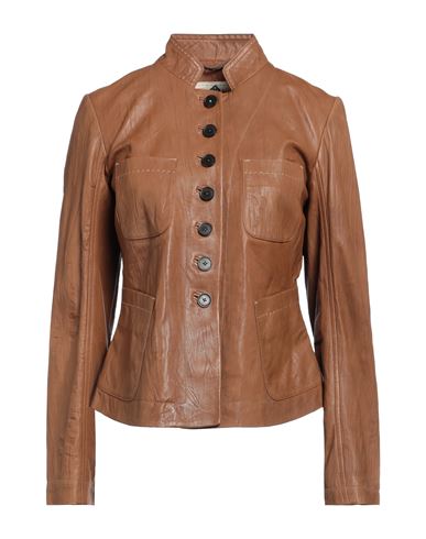 High Woman Jacket Camel Size 12 Soft Leather In Beige