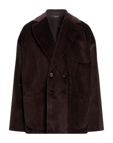 Dolce & Gabbana Man Coat Dark Brown Size 44 Cotton, Elastane