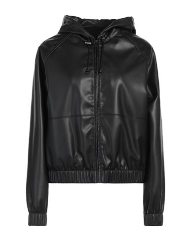 Vintage De Luxe Woman Jacket Steel Grey Size 10 Soft Leather In Black