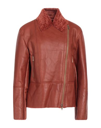 Vintage De Luxe Woman Jacket Rust Size 10 Shearling In Red