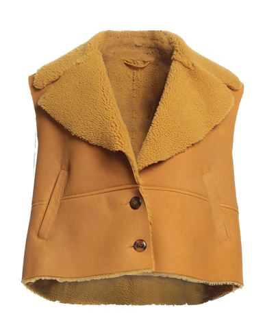 Vintage De Luxe Woman Jacket Mustard Size 8 Shearling In Yellow