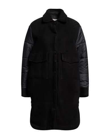 Vintage De Luxe Woman Down Jacket Black Size 6 Shearling, Nylon