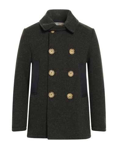 Shop Vintage De Luxe Man Coat Military Green Size 42 Virgin Wool, Cotton