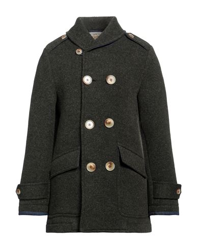 Vintage De Luxe Man Coat Military Green Size 40 Virgin Wool, Cotton