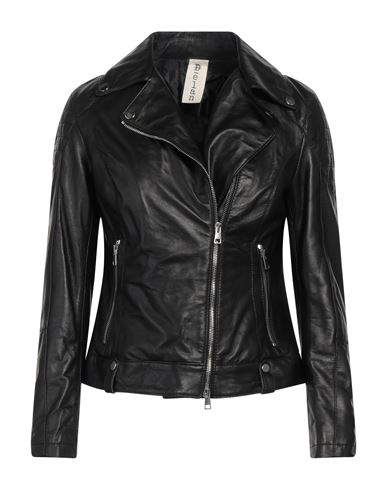 Delan Woman Jacket Black Size 10 Ovine Leather