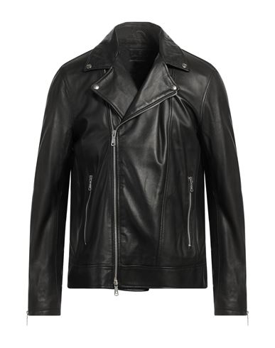 Emanuele Curci Man Jacket Black Size 42 Soft Leather, Cotton, Elastane