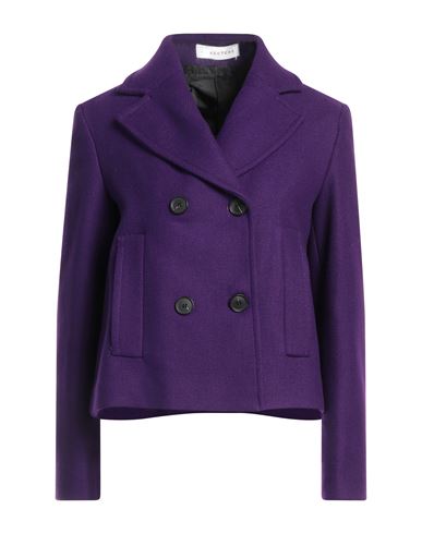 Caractere Caractère Woman Coat Purple Size 10 Virgin Wool, Polyamide