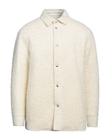 Jil Sander Man Shirt Ivory Size 40 Virgin Wool, Mohair Wool, Polyamide In White