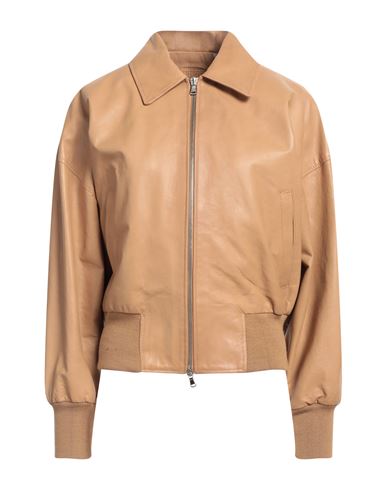 Masterpelle Woman Jacket Sand Size 10 Soft Leather In Beige