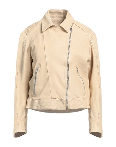 Masterpelle Woman Jacket Sand Size 6 Soft Leather In Beige