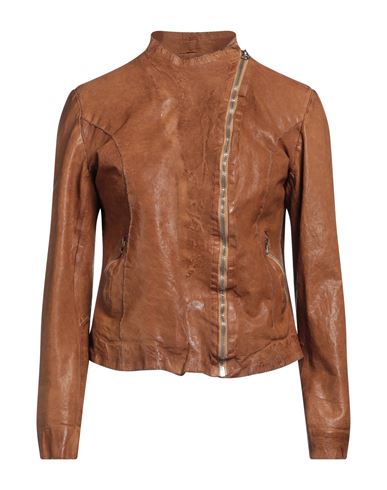 Masterpelle Woman Jacket Tan Size 6 Soft Leather In Brown