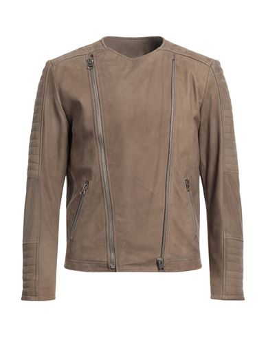 Masterpelle Man Jacket Khaki Size Xxl Soft Leather In Beige