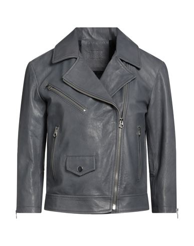 Masterpelle Woman Jacket Lead Size 10 Soft Leather In Grey