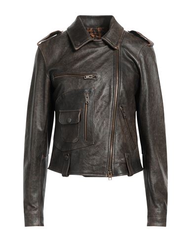 Dfour Woman Jacket Dark Brown Size 12 Soft Leather