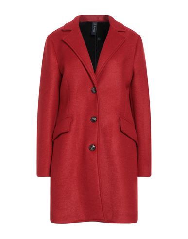 Ero Woman Coat Red Size 10 Viscose, Acrylic, Polyester, Virgin Wool, Elastane