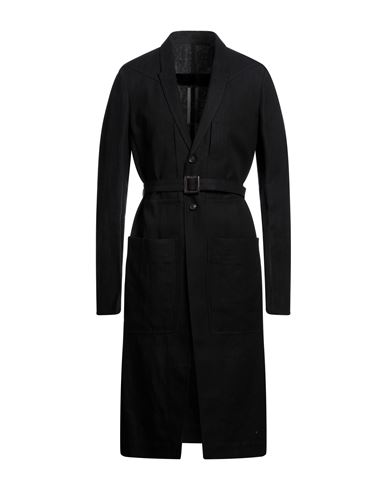 Rick Owens Man Overcoat & Trench Coat Black Size 40 Cotton, Hemp