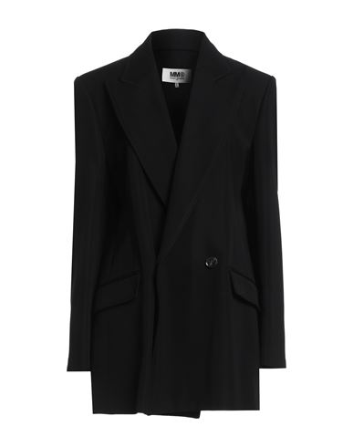 Mm6 Maison Margiela Woman Coat Black Size 8 Virgin Wool, Viscose