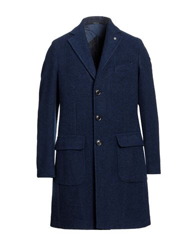 Angelo Nardelli Man Coat Navy Blue Size 44 Polyester, Acrylic, Virgin Wool