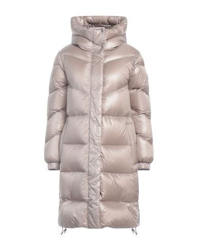 Shop Woolrich Aliquippa Long Puffer Jacket Woman Puffer Sand Size L Polyamide In Beige