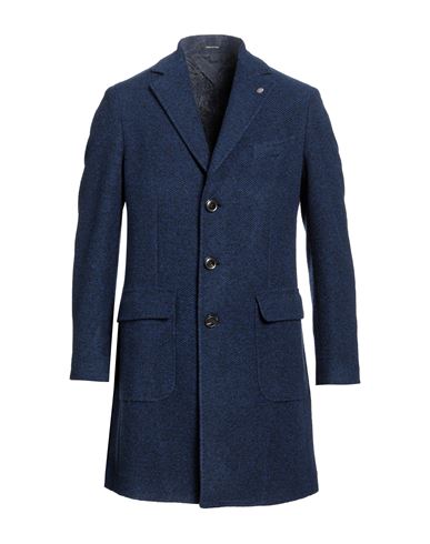 Angelo Nardelli Man Coat Navy Blue Size 42 Polyester, Acrylic, Virgin Wool