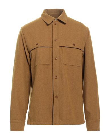 Sandro Man Shirt Khaki Size Xl Virgin Wool, Polyester In Beige