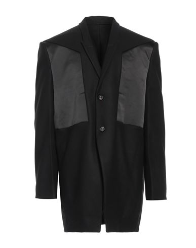 Rick Owens Man Coat Black Size 42 Virgin Wool, Cupro