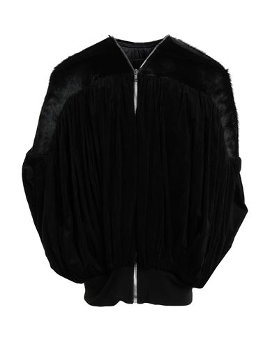 Rick Owens Woman Jacket Black Size 4 Cotton, Viscose, Leather In Black