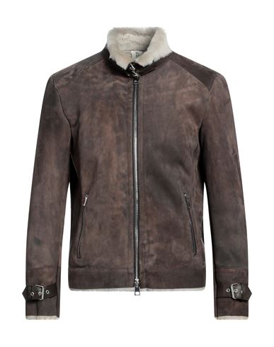 Delan Man Jacket Khaki Size 46 Ovine Leather In Beige