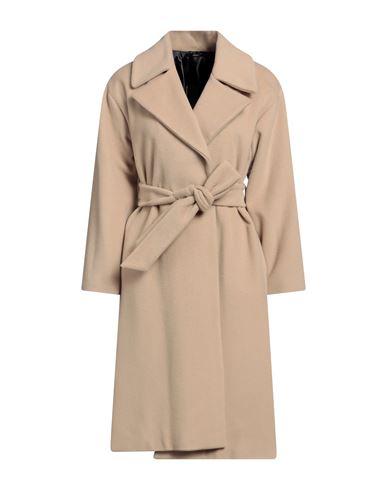 Carla G. Woman Coat Sand Size 10 Virgin Wool Polyamide Cashmere