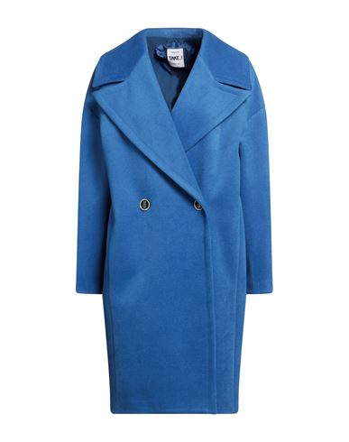 Take-two Woman Coat Blue Size 6 Polyester, Viscose
