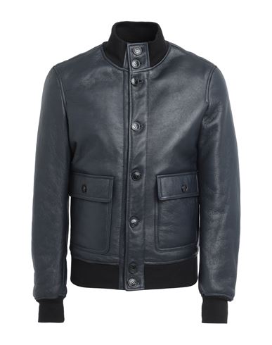 Dacute Man Jacket Midnight Blue Size 44 Soft Leather, Wool, Acrylic