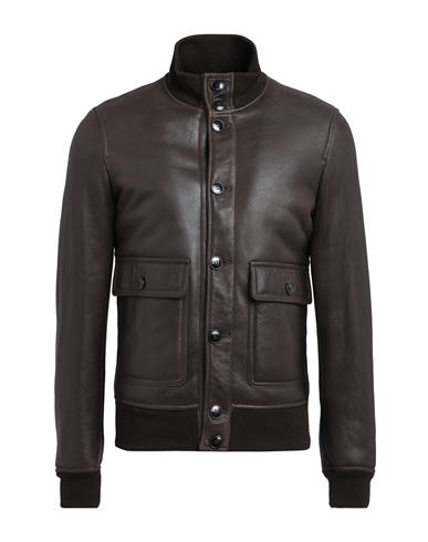 Dacute Man Jacket Dark Brown Size 46 Shearling, Wool, Acrylic