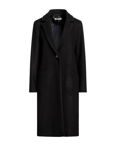 Biancoghiaccio Woman Coat Black Size 10 Acrylic, Polyester, Wool