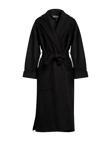 Biancoghiaccio Woman Coat Black Size 8 Acrylic, Polyethylene, Elastane