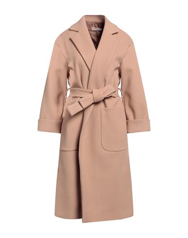 Biancoghiaccio Woman Coat Camel Size 12 Polyester In Beige