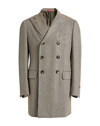 Shop Isaia Man Coat Brown Size 42 Wool