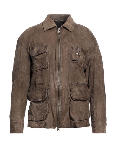 Salvatore Santoro Man Jacket Khaki Size 38 Ovine Leather In Beige