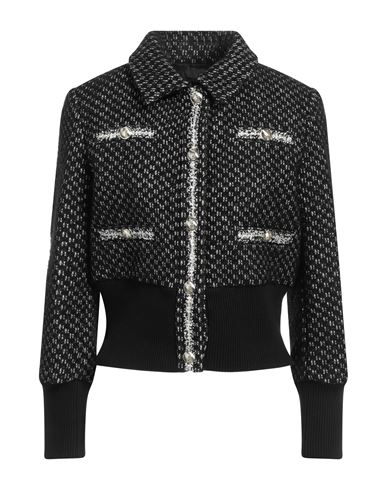 Maje Woman Jacket Black Size 10 Cotton, Synthetic Fibers, Wool, Alpaca Wool