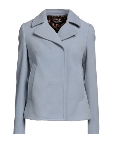 Dolce & Gabbana Woman Coat Pastel Blue Size 2 Virgin Wool, Polyamide, Lycra
